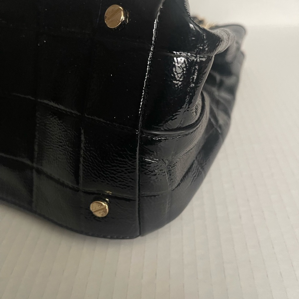 Tory Burch Black Quilted Patent Leather Marion Tote Bag - Picture 4 of 11